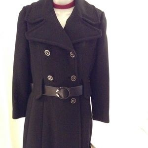 VINTAGE BLACK WOOL MILITARY STYLE COAT SIZE SMALL
